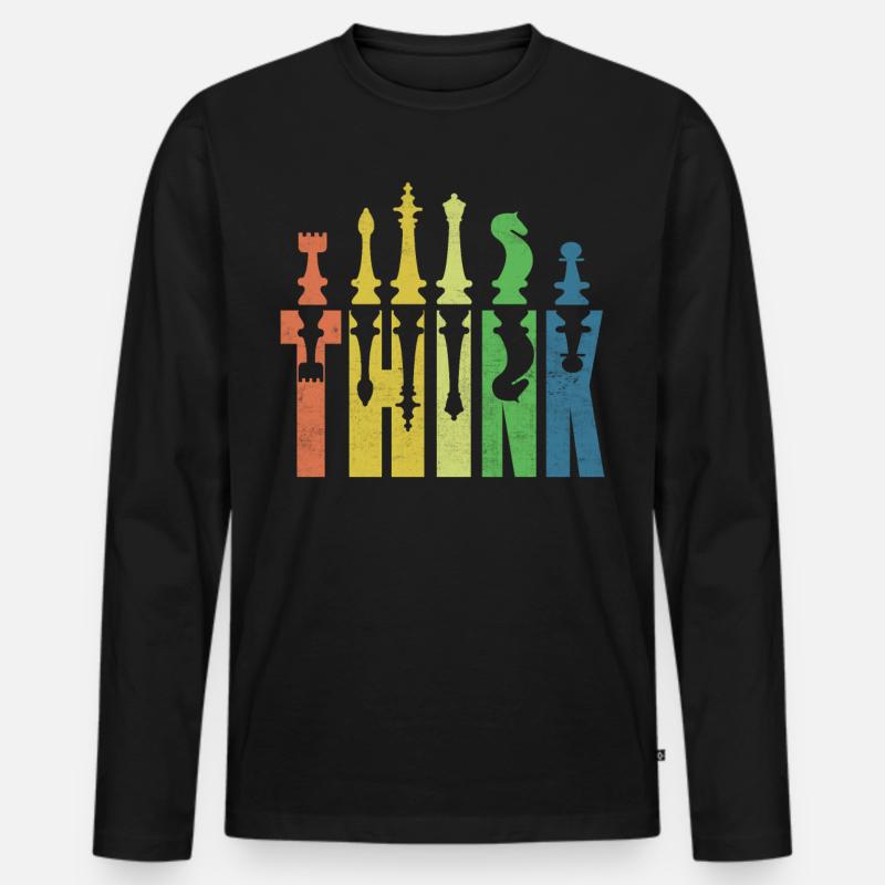 Think Funny Chess Player - Männer Premium Bio Langarmshirt - Schwarz