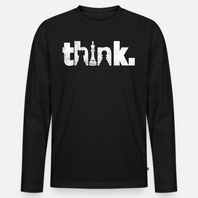 Think Funny Chess Player - Männer Premium Bio Langarmshirt - Schwarz