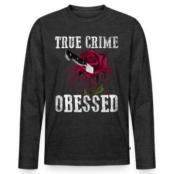 True Crime Obsessed - Men's Premium Organic Long Sleeve Shirt - heather anthracite - Front - Nico (187cm)