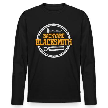Arrière-cour Forgeron Anvil Forgeron - T-shirt manches longues Premium bio Homme - noir - Devant - Nico (187cm)