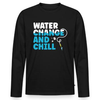 Water Change and Chill Aquatic Gift - Men's Premium Organic Long Sleeve Shirt - black - Front - Nico (187cm)