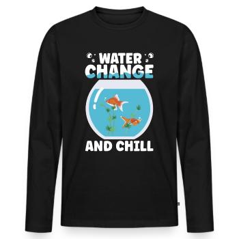 Water Change and Chill Aquatic Gift - Men's Premium Organic Long Sleeve Shirt - black - Front - Nico (187cm)