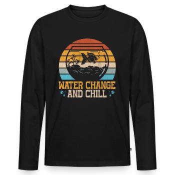 Water Change and Chill Aquatic Gift - Men's Premium Organic Long Sleeve Shirt - black - Front - Nico (187cm)