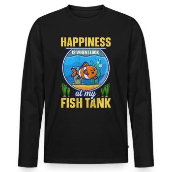 Le bonheur, c’est quand je regarde mon aquarium - T-shirt manches longues Premium bio Homme - noir - Devant - Nico (187cm)