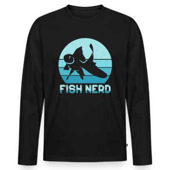Funny Aquatic Fish Nerd - Men's Premium Organic Long Sleeve Shirt - black - Front - Nico (187cm)