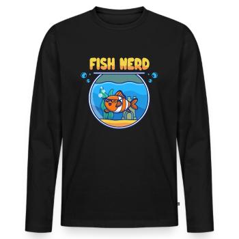 Funny Aquatic Fish Nerd - Men's Premium Organic Long Sleeve Shirt - black - Front - Nico (187cm)