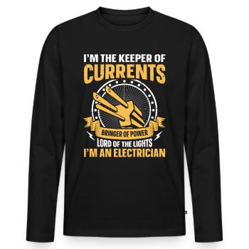 Nous vous allumons toujours électricien - T-shirt manches longues Premium bio Homme - noir - Devant - Nico (187cm)