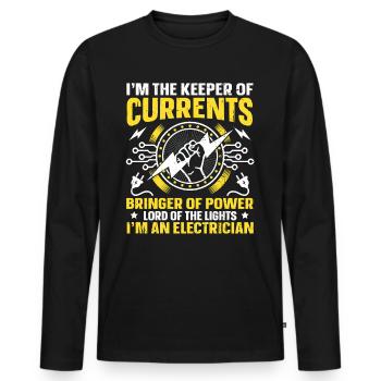 Nous vous allumons toujours électricien - T-shirt manches longues Premium bio Homme - noir - Devant - Nico (187cm)