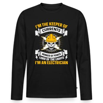 Nous vous allumons toujours électricien - T-shirt manches longues Premium bio Homme - noir - Devant - Nico (187cm)