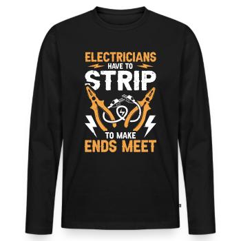 Nous vous allumons toujours électricien - T-shirt manches longues Premium bio Homme - noir - Devant - Nico (187cm)