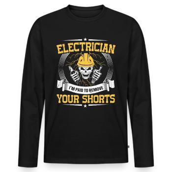 Nous vous allumons toujours électricien - T-shirt manches longues Premium bio Homme - noir - Devant - Nico (187cm)