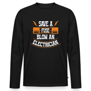 Nous vous allumons toujours électricien - T-shirt manches longues Premium bio Homme - noir - Devant - Nico (187cm)