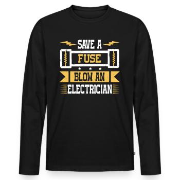Nous vous allumons toujours électricien - T-shirt manches longues Premium bio Homme - noir - Devant - Nico (187cm)