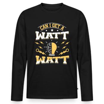 Nous vous allumons toujours électricien - T-shirt manches longues Premium bio Homme - noir - Devant - Nico (187cm)