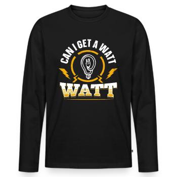 Nous vous allumons toujours électricien - T-shirt manches longues Premium bio Homme - noir - Devant - Nico (187cm)
