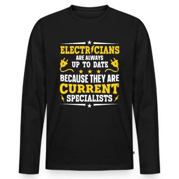 Nous vous allumons toujours électricien - T-shirt manches longues Premium bio Homme - noir - Devant - Nico (187cm)