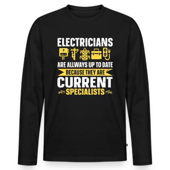 Nous vous allumons toujours électricien - T-shirt manches longues Premium bio Homme - noir - Devant - Nico (187cm)