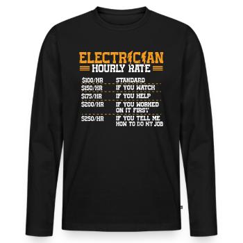 Nous vous allumons toujours électricien - T-shirt manches longues Premium bio Homme - noir - Devant - Nico (187cm)