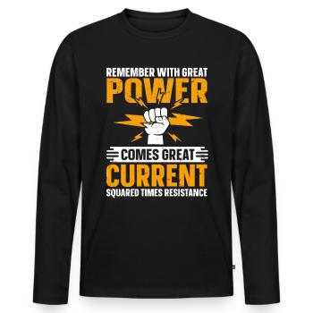 Nous vous allumons toujours électricien - T-shirt manches longues Premium bio Homme - noir - Devant - Nico (187cm)