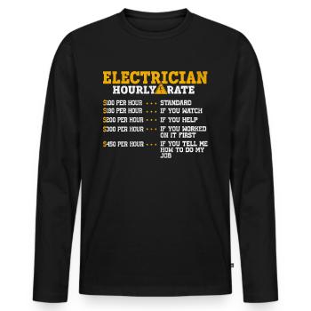 Nous vous allumons toujours électricien - T-shirt manches longues Premium bio Homme - noir - Devant - Nico (187cm)