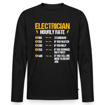 Nous vous allumons toujours électricien - T-shirt manches longues Premium bio Homme - noir - Devant - Nico (187cm)
