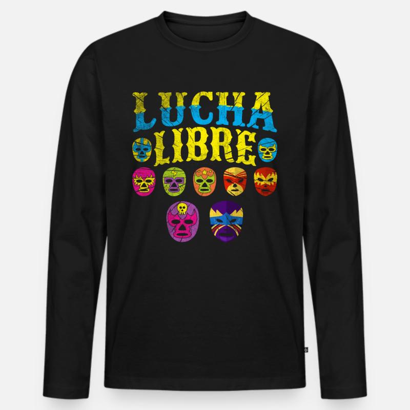 Luchador Masks Lucha Libre - Männer Premium Bio Langarmshirt - Schwarz