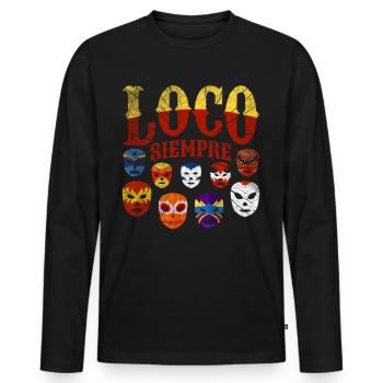 Luchador Masks Loco Siempre - Männer Premium Bio Langarmshirt - Schwarz - Vorne - Nico (187cm)
