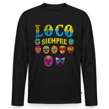 Luchador Masks Loco Siempre - Männer Premium Bio Langarmshirt - Schwarz - Vorne - Nico (187cm)