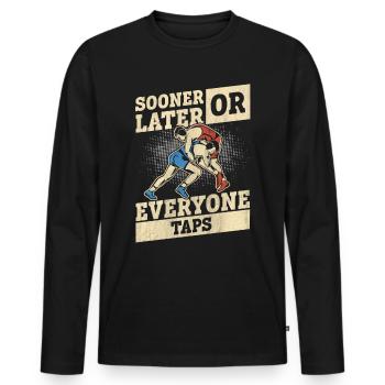 Tôt ou tard, tout le monde tape sur Ringer Gift - T-shirt manches longues Premium bio Homme - noir - Devant - Nico (187cm)