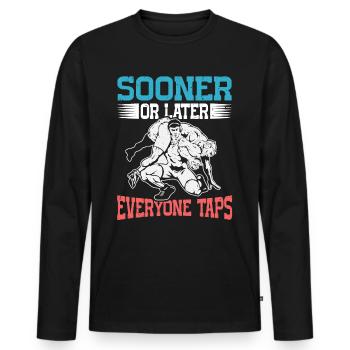 Tôt ou tard, tout le monde tape sur Ringer Gift - T-shirt manches longues Premium bio Homme - noir - Devant - Nico (187cm)