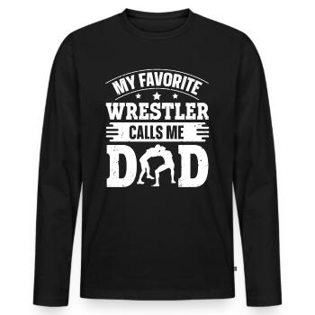 Mon lutteur préféré m’appelle papa lutteur papa - T-shirt manches longues Premium bio Homme - noir - Devant - Nico (187cm)