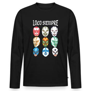 Luchador Masks Loco Siempre - Männer Premium Bio Langarmshirt - Schwarz - Vorne - Nico (187cm)