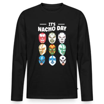 Luchador masque son jour nacho - T-shirt manches longues Premium bio Homme - noir - Devant - Nico (187cm)