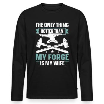 Hotter Than My Forge Is My Wife Anvil Blacksmith - Men's Premium Organic Long Sleeve Shirt - black - Front - Nico (187cm)