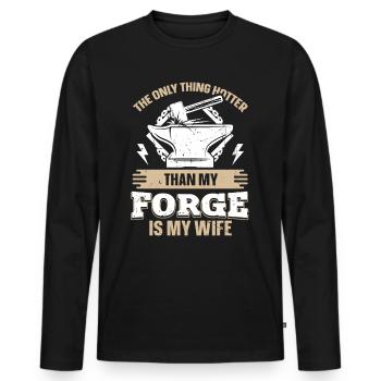 Hotter Than My Forge Is My Wife Anvil Blacksmith - Men's Premium Organic Long Sleeve Shirt - black - Front - Nico (187cm)