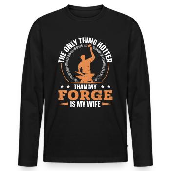 Hotter Than My Forge Is My Wife Anvil Blacksmith - Men's Premium Organic Long Sleeve Shirt - black - Front - Nico (187cm)