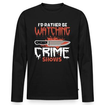 Amateur de série policière Je préfère regarder une série policière - T-shirt manches longues Premium bio Homme - noir - Devant - Nico (187cm)