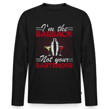 Au Barback, pas votre barman - T-shirt manches longues Premium bio Homme - noir - Devant - Nico (187cm)