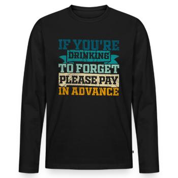 Please Pay In Advance Lustiges Bartender - Männer Premium Bio Langarmshirt - Schwarz - Vorne - Nico (187cm)