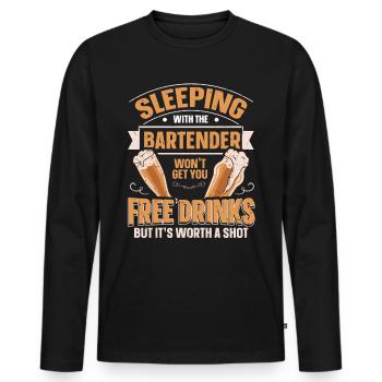 Dormir avec un barman Lustiges Bartender - T-shirt manches longues Premium bio Homme - noir - Devant - Nico (187cm)