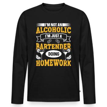 Juste un barman faisant ses devoirs Barman drôle - T-shirt manches longues Premium bio Homme - noir - Devant - Nico (187cm)