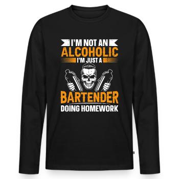 Juste un barman faisant ses devoirs Barman drôle - T-shirt manches longues Premium bio Homme - noir - Devant - Nico (187cm)