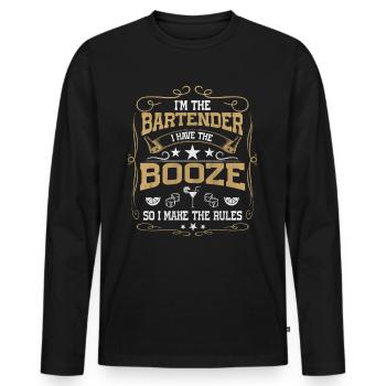 I Have The Booze So I Make The Rules Barkeeper - Men's Premium Organic Long Sleeve Shirt - black - Front - Nico (187cm)