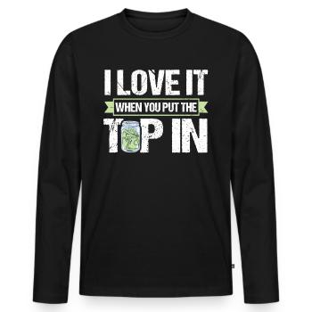I Love It When You Put The Tip In Lustig Barkeeper - Männer Premium Bio Langarmshirt - Schwarz - Vorne - Nico (187cm)