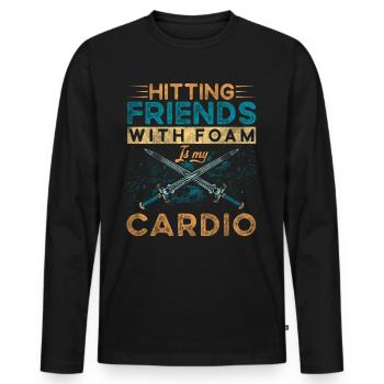 Hitting Friends With Foam Is My Cardio Rollenspiel - Männer Premium Bio Langarmshirt - Schwarz - Vorne - Nico (187cm)