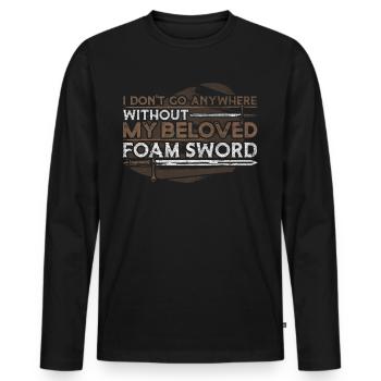 I Dont Go Anywhere Without My Foam Sword - Männer Premium Bio Langarmshirt - Schwarz - Vorne - Nico (187cm)
