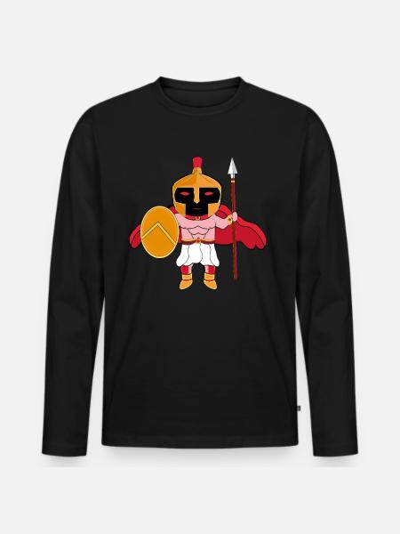 Leonidas - Männer Premium Bio Langarmshirt - Schwarz