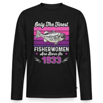Pêcheuses nées en 1933 pour le 90e anniversaire d’un pêcheur - T-shirt manches longues Premium bio Homme - noir - Devant - Nico (187cm)