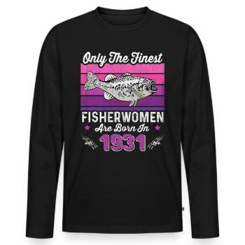 Pêcheuses nées en 1931 pour le 92e anniversaire d’un pêcheur - T-shirt manches longues Premium bio Homme - noir - Devant - Nico (187cm)