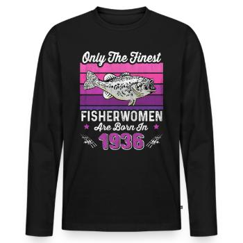 Pêcheuses nées en 1936 pour le 87e anniversaire d’un pêcheur - T-shirt manches longues Premium bio Homme - noir - Devant - Nico (187cm)